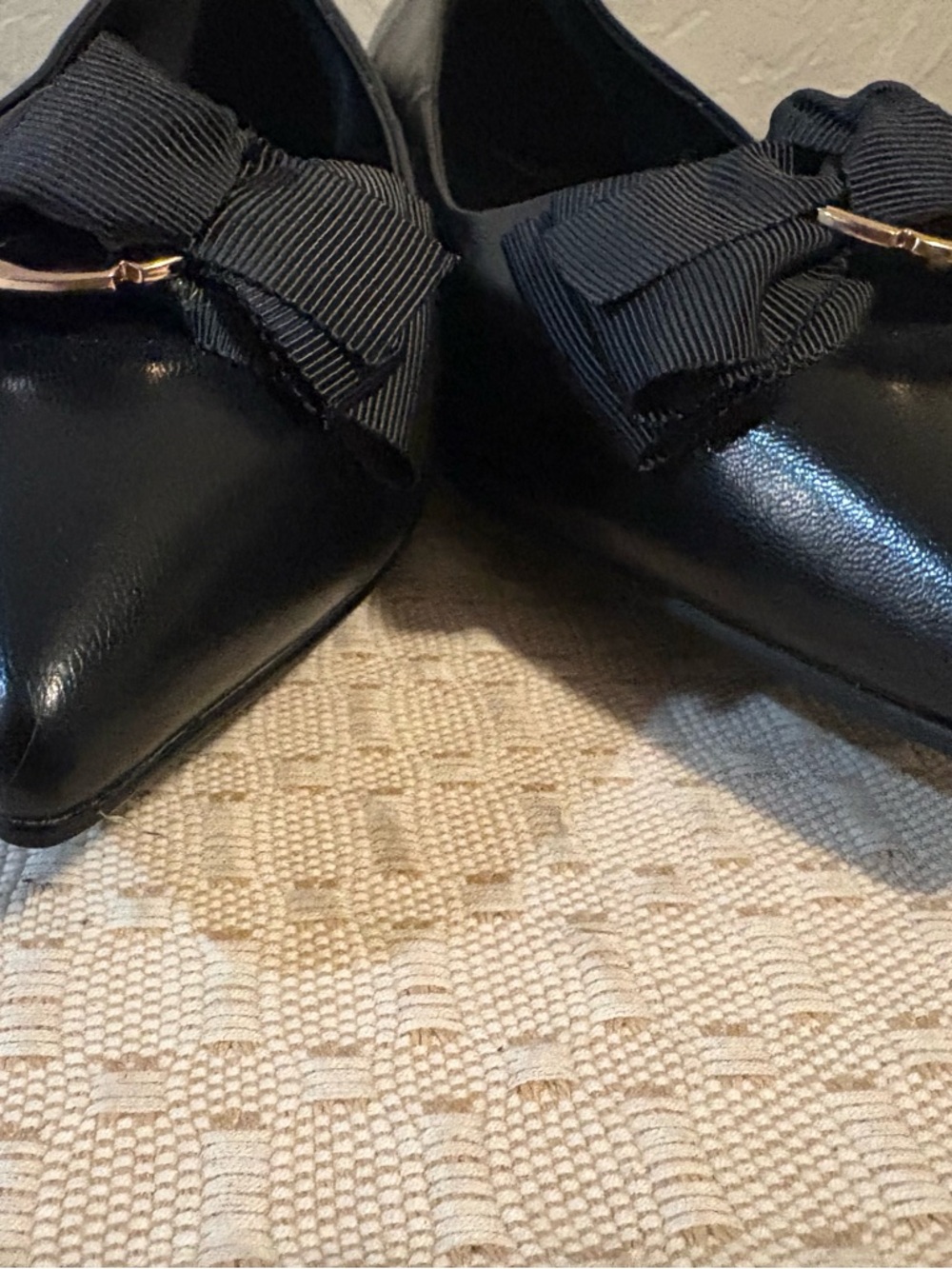 Midnight Velvet Black Pointed-Toe Bow Heels - Picture 5 of 16